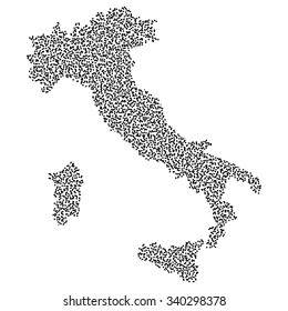 Dotted map of Italy for your design, Dotwork Halftone concept Illustration.

