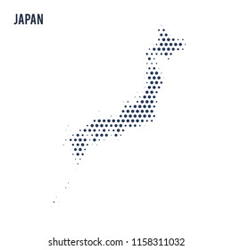 Dotted map of Japan isolated on white background.