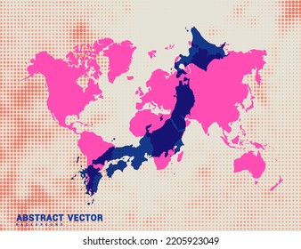 Dotted map of Japan vector blue halftone circle design illustration.