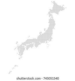 Dotted map of Japan. Vector eps10