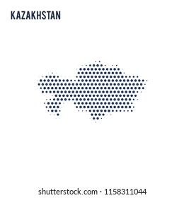 Dotted map of Kazakhstan isolated on white background.