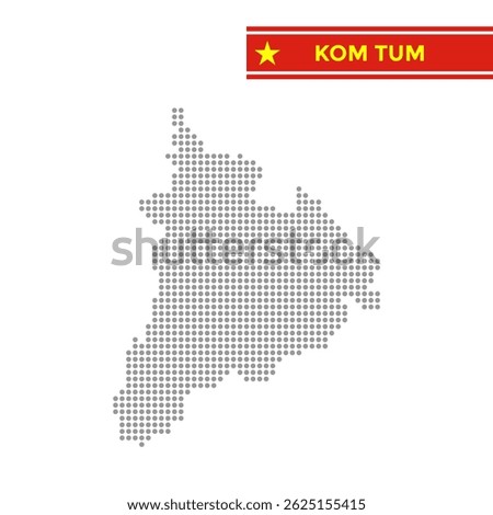 Dotted map of Kom Tum Province in Vietnam