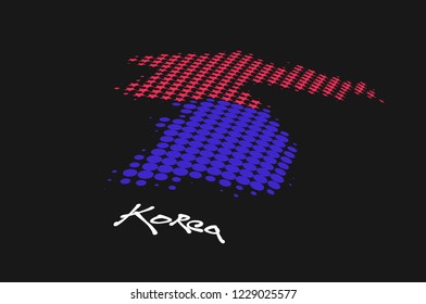 Dotted map of Korea isolated on grey background