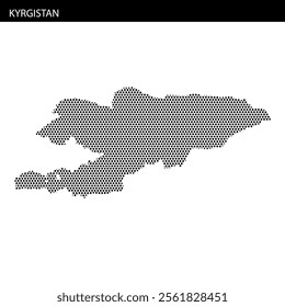 A dotted map of Kyrgyzstan is illustrated on a minimalistic background, showcasing geographic features and locations.