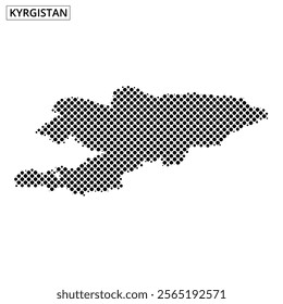 A dotted map of Kyrgyzstan is illustrated on a minimalistic background, showcasing geographic features and locations.
