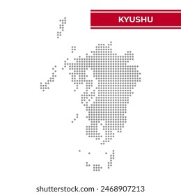 Dotted map of Kyushu Region in Japan