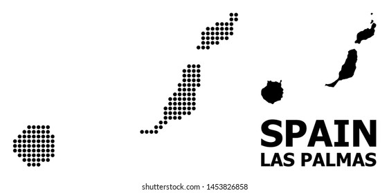 Dotted map of Las Palmas Province composition and solid illustration. Vector map of Las Palmas Province composition of spheric items on a white background.