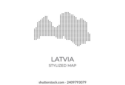 Dotted map of Latvia in stylized style. Simple illustration of country map for poster, banner.