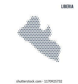 Dotted map of Liberia isolated on white background.