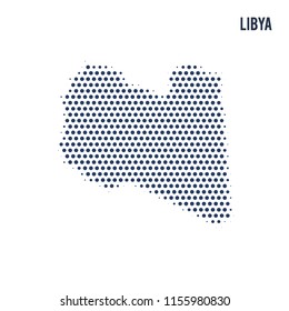 Dotted map of Libya isolated on white background.