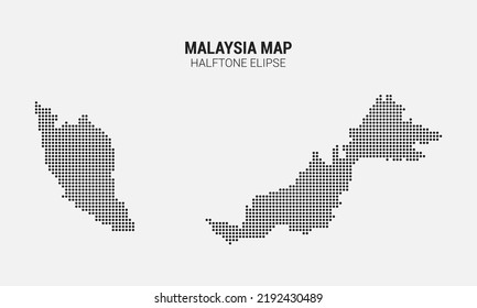 Dotted Map of Malaysia. Dotted map vector illustration isolated on light grey background
