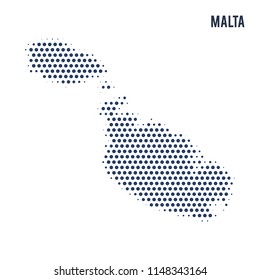 Dotted map of Malta isolated on white background.