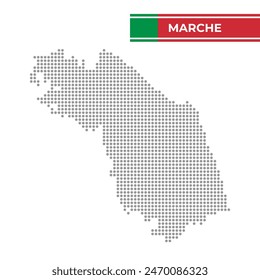 Dotted map of Marche Region in Italy