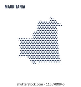 Dotted map of Mauritania isolated on white background.