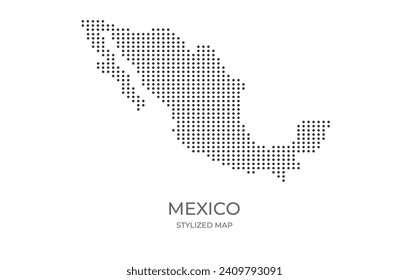 Mapa con puntos de México en estilo estilizado. Simple ilustración del mapa del país para afiches, pancartas.