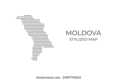 Dotted map of Moldova in stylized style. Simple illustration of country map for poster, banner.