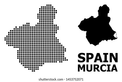 Dotted map of Murcia Province composition and solid illustration. Vector map of Murcia Province composition of sphere elements on a white background.