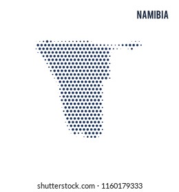 Dotted map of Namibia isolated on white background.