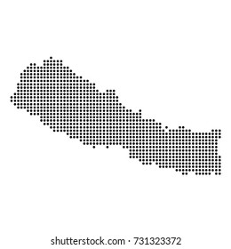 dotted map of Nepal