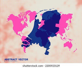 Mapa con puntos de la ilustración de diseño de semicírculo azul vectorial de Holanda.