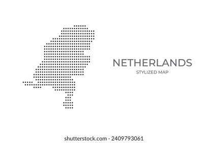 Mapa de los Países Bajos con estilo estilizado. Simple ilustración del mapa del país para afiches, pancartas.