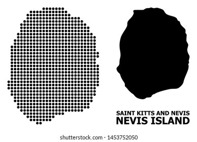 Dotted map of Nevis Island composition and solid illustration. Vector map of Nevis Island composition of circle points on a white background. Abstract flat territory plan for education illustrations.