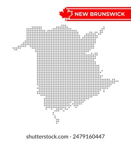 Dotted map of New Brunswick is a province of Canada