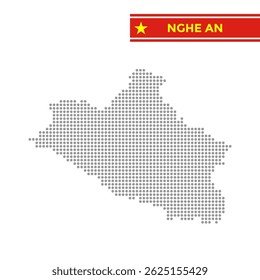 Dotted map of Nghe An Province in Vietnam