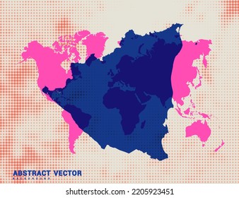Dotted map of Nicaragua vector blue halftone circle design illustration.