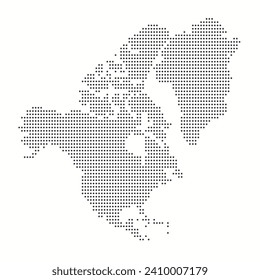 Dotted map of North America with countries. Stylized map of North America in minimalistic modern style