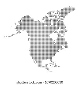 Dotted map of North America. Vector eps 10.