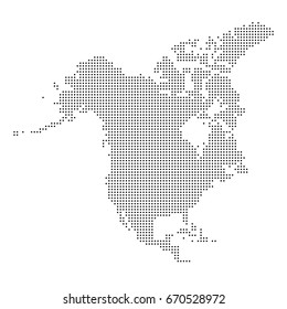 Dotted Map Of North America. Vector Eps 10