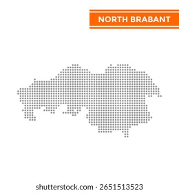 Mapa pontilhado de North Brabant Province em Países Baixos