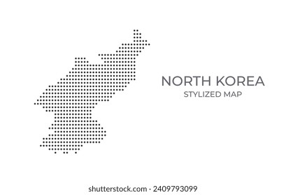Mapa distorsionado de Corea del Norte con estilo estilizado. Simple ilustración del mapa del país para afiches, pancartas.