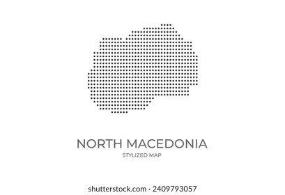 Dotted map of North Macedonia in stylized style. Simple illustration of country map for poster, banner.