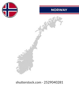 Mapa pontilhado da Noruega com bandeira circular