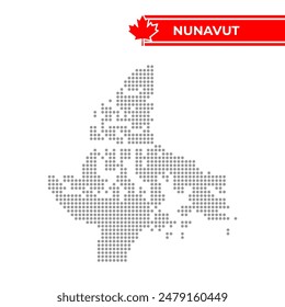 Dotted map of Nunavut Territories in Canada