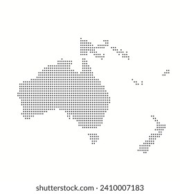 Dotted map of Oceania in modern style. Stylized map of Oceania in minimalistic modern style