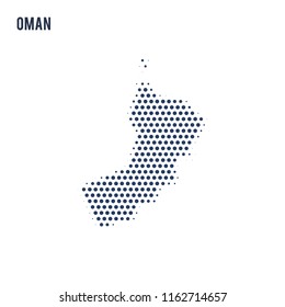 Dotted map of Oman isolated on white background.