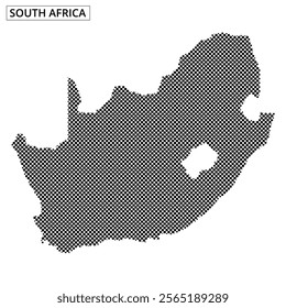A dotted map outlines South Africa, showcasing the country's shape with light effects and a minimalistic design.