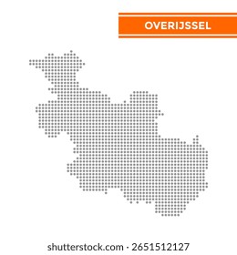 Mapa pontilhado de Overijssel Province em Netherlands