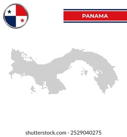Dotted map of Panama with circular flag