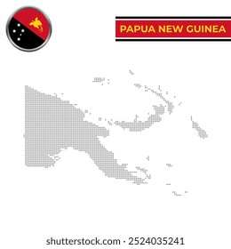 Dotted map of Papua New Guinea with circular flag