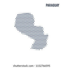 Dotted map of Paraguay isolated on white background.