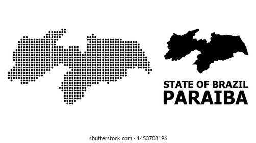 Dotted map of Paraiba State composition and solid illustration. Vector map of Paraiba State composition of circle items on a white background.