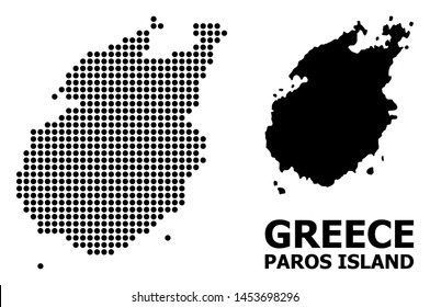 Dotted map of Paros Island composition and solid illustration. Vector map of Paros Island composition of spheric items on a white background.