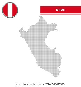 Dotted map of Peru with circular flag