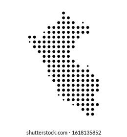Dotted map of Peru on the white background