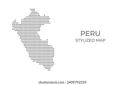 Dotted map of Peru in stylized style. Simple illustration of country map for poster, banner.