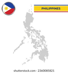 Dotted map of Philippines with circular flag